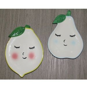 Lemon and Pear Cute Face Wall Hanging Ceramics